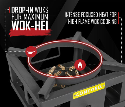 Concord Wok Block 12in burner and wok ring, helps achieve authentic wok hei.