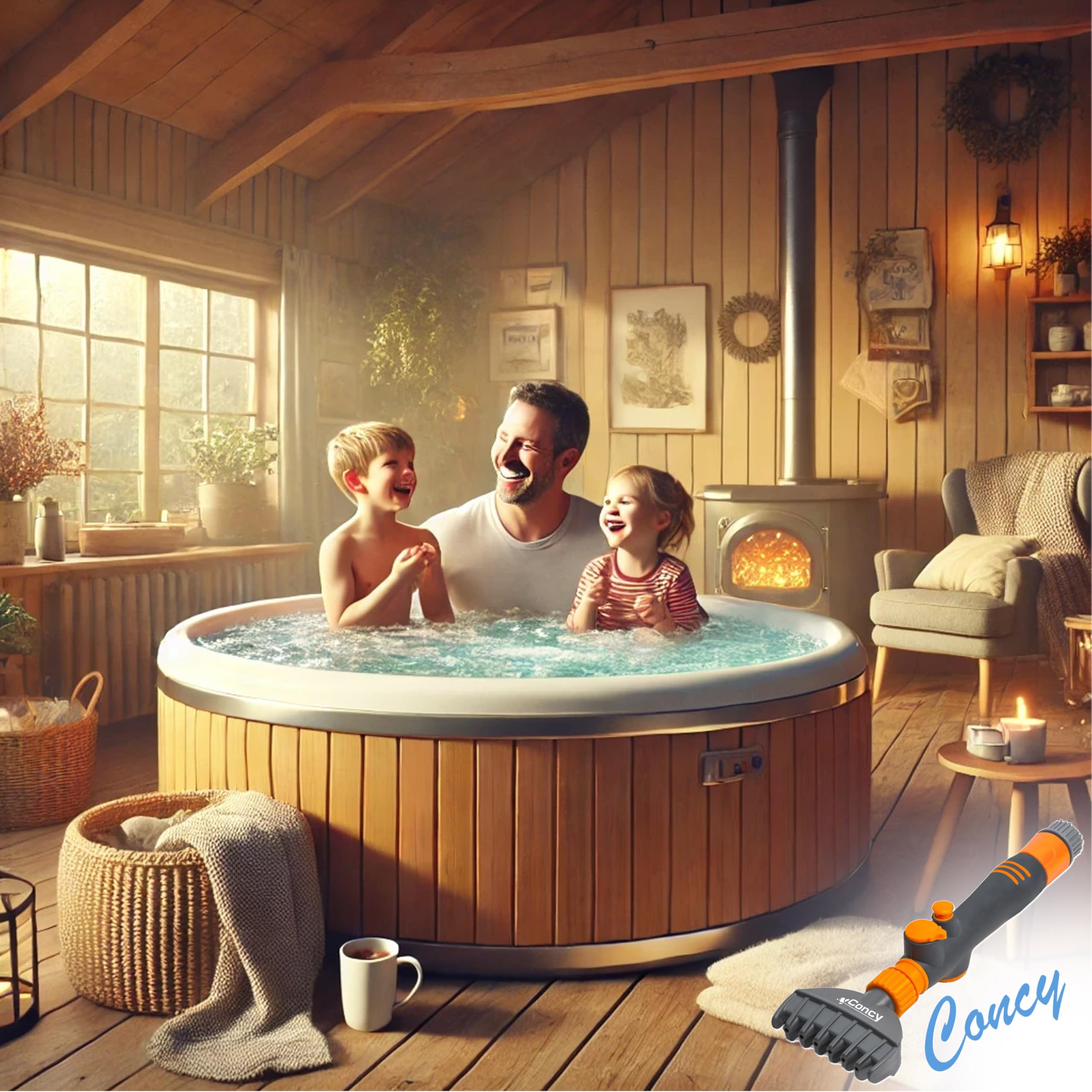 Concy hot-tub filter cleaner attachment makes routine care simple