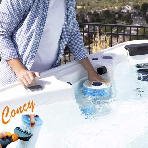 Concy water-flow boost helps quick debris removal from spa cartridges