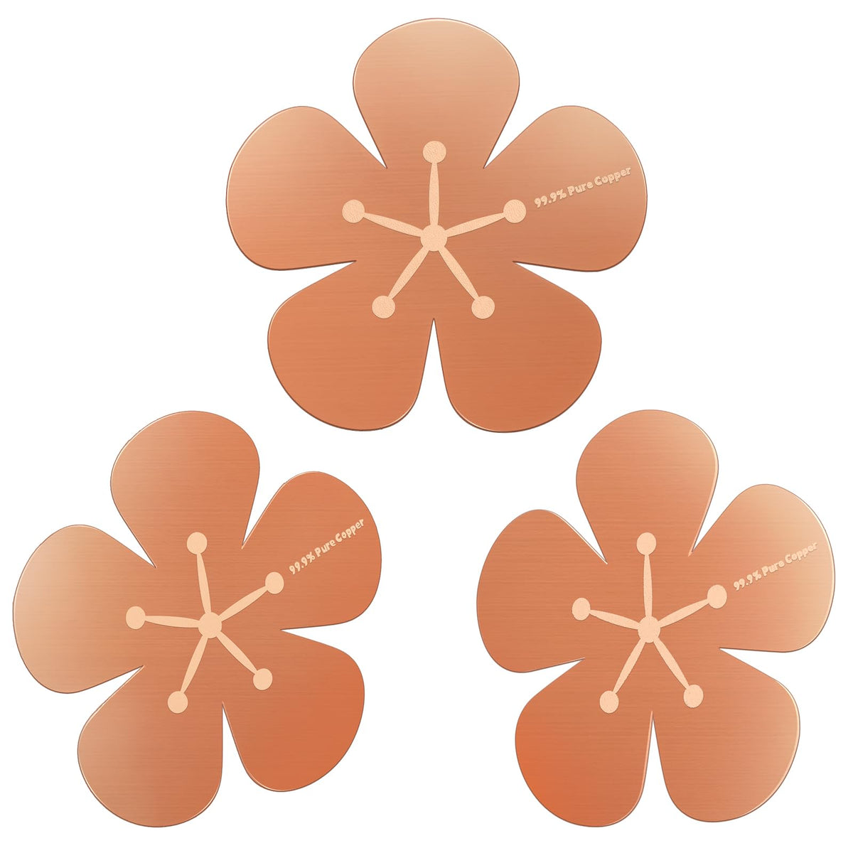 Conderyang bird bath copper disc 3-piece set attracts birds with flower motif.