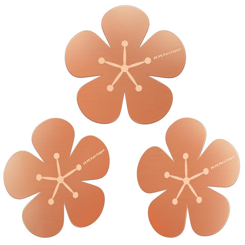 Conderyang bird bath copper disc 3-piece set attracts birds with flower motif.