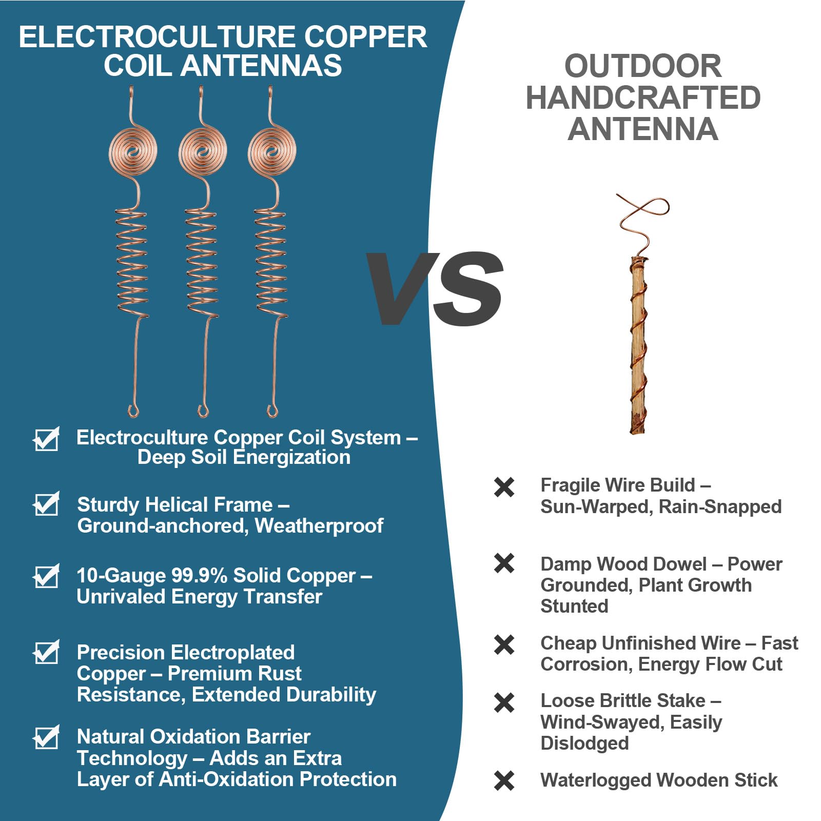 Conderyang copper plant stakes endure weather while supporting healthy growth.