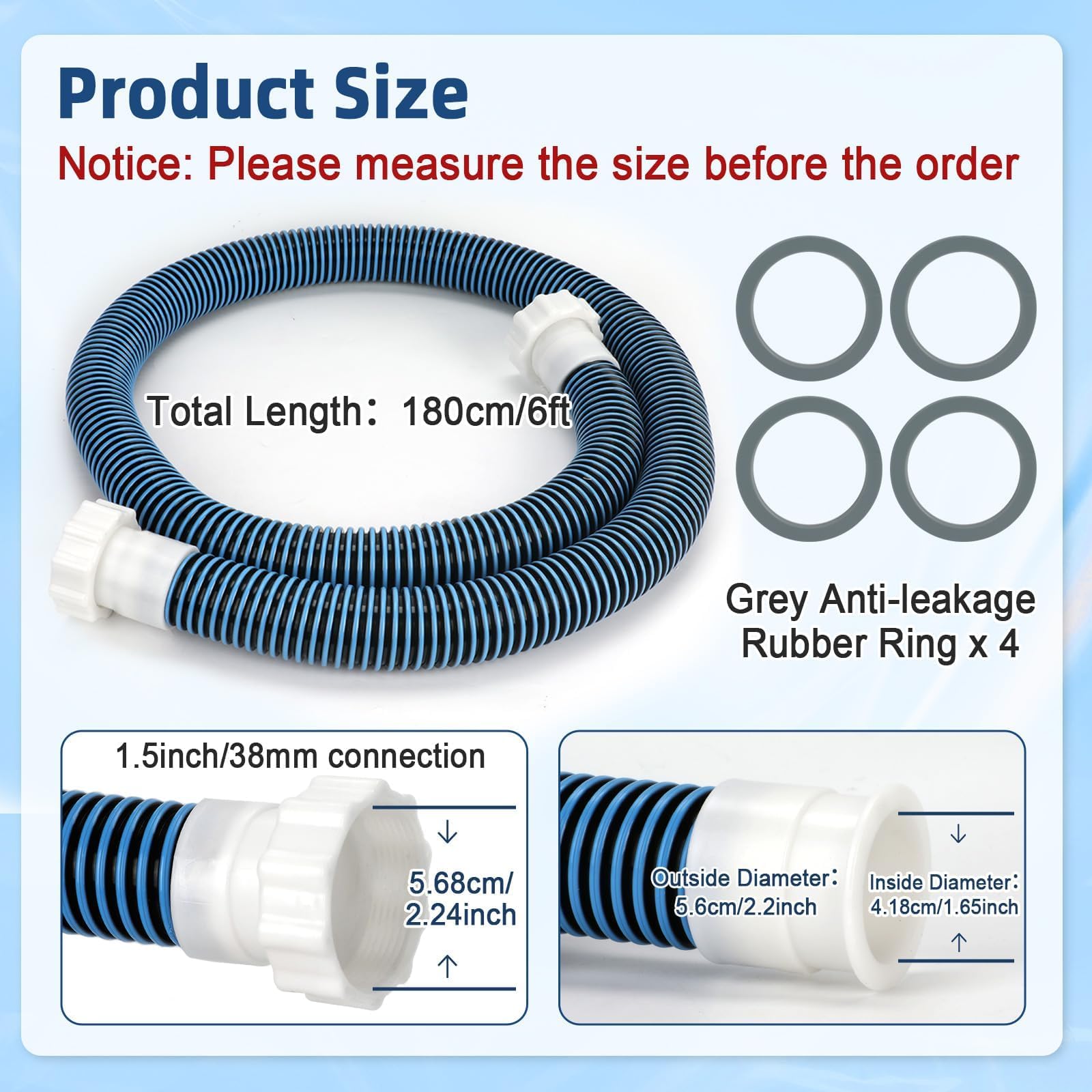 Conderyang heavy-duty EVA hose in blue-gray finish withstands sun exposure.