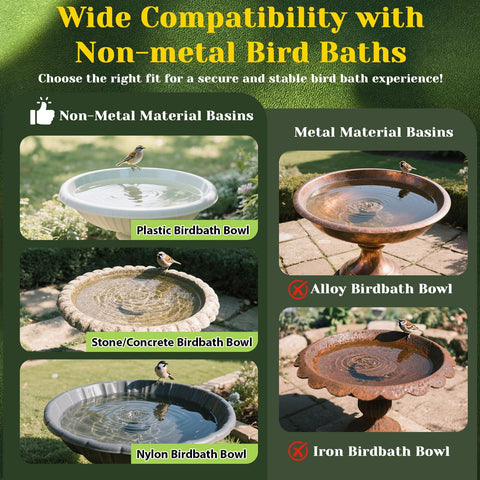 Conderyang outdoor birdbath with copper discs enhances outdoor water features