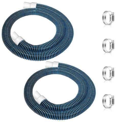 Conderyang two 59in blue EVA pool hoses with clamps for above-ground pools