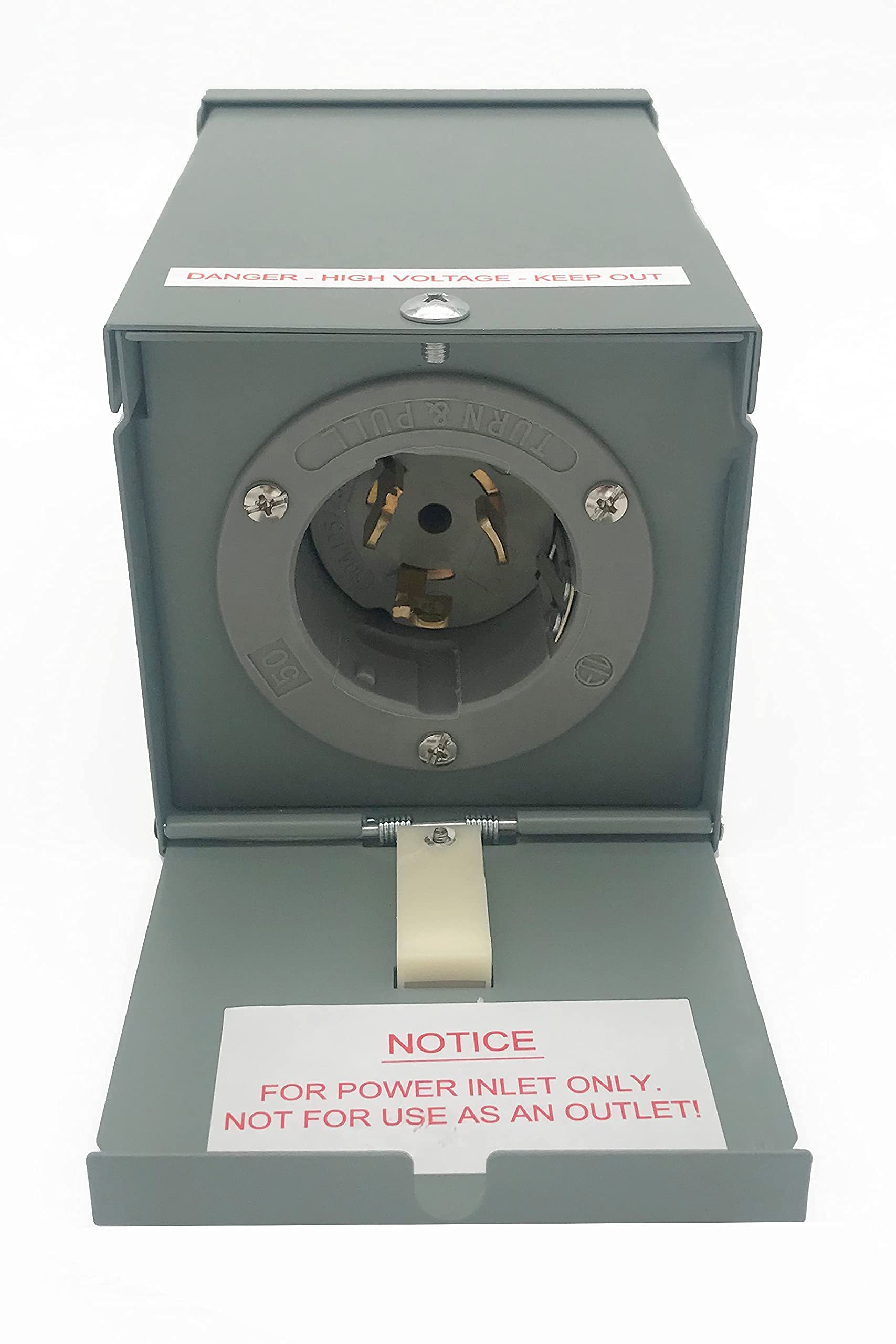 Connecticut Electric EGSPI50 front view highlights outdoor-ready inlet for quick, safe connections.