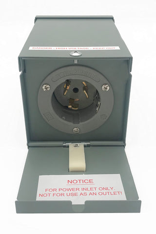Connecticut Electric EGSPI50 front view highlights outdoor-ready inlet for quick, safe connections.
