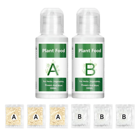 Connova hydroponic nutrients A and B bottles fuel robust indoor plant growth.