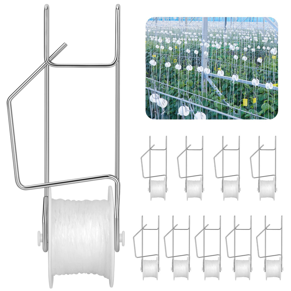 CONNOVA tomato roller hooks 10-pack ready for sturdy trellis support.