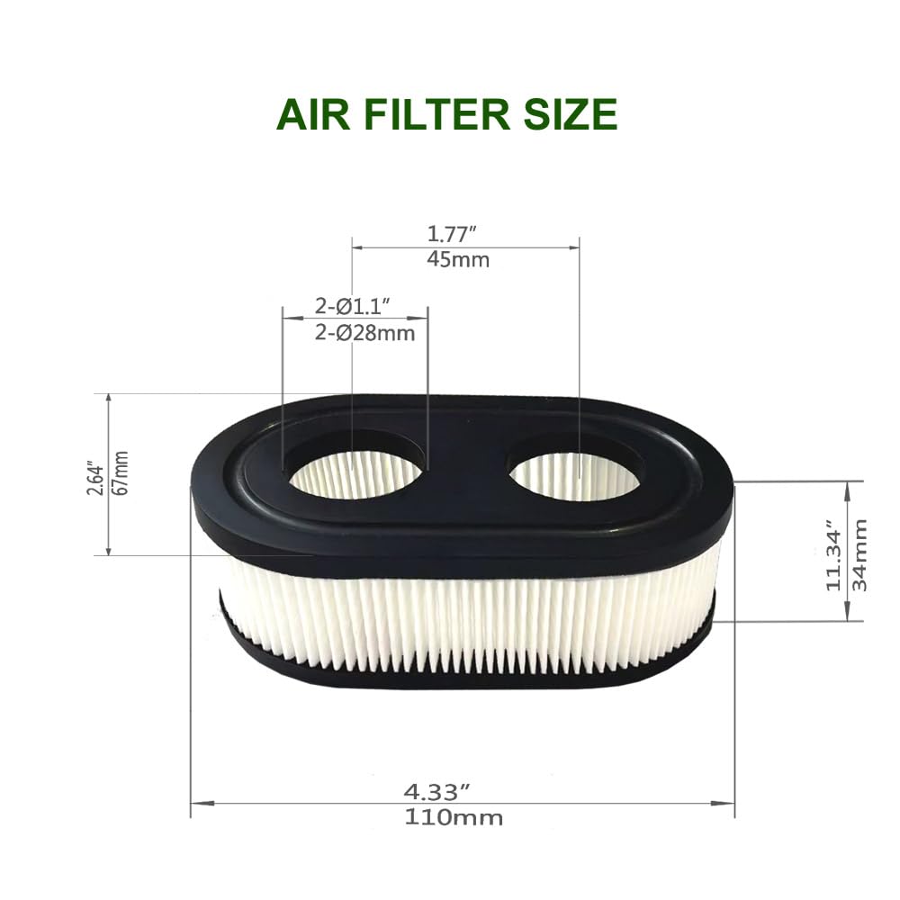 Briggs & Stratton-compatible air filter enables quick, reliable replacements.