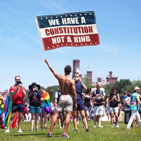 Constitution Not a King flag easy to clean and store during adverse weather.
