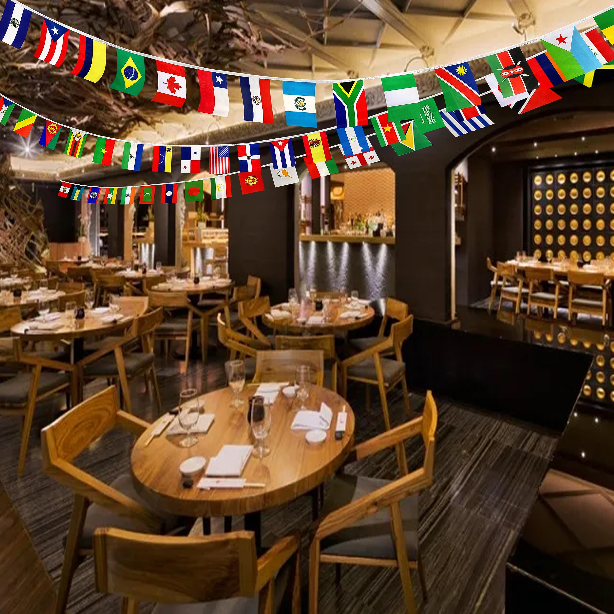 Consummate ready-to-hang flag set supports inclusive event decorations.