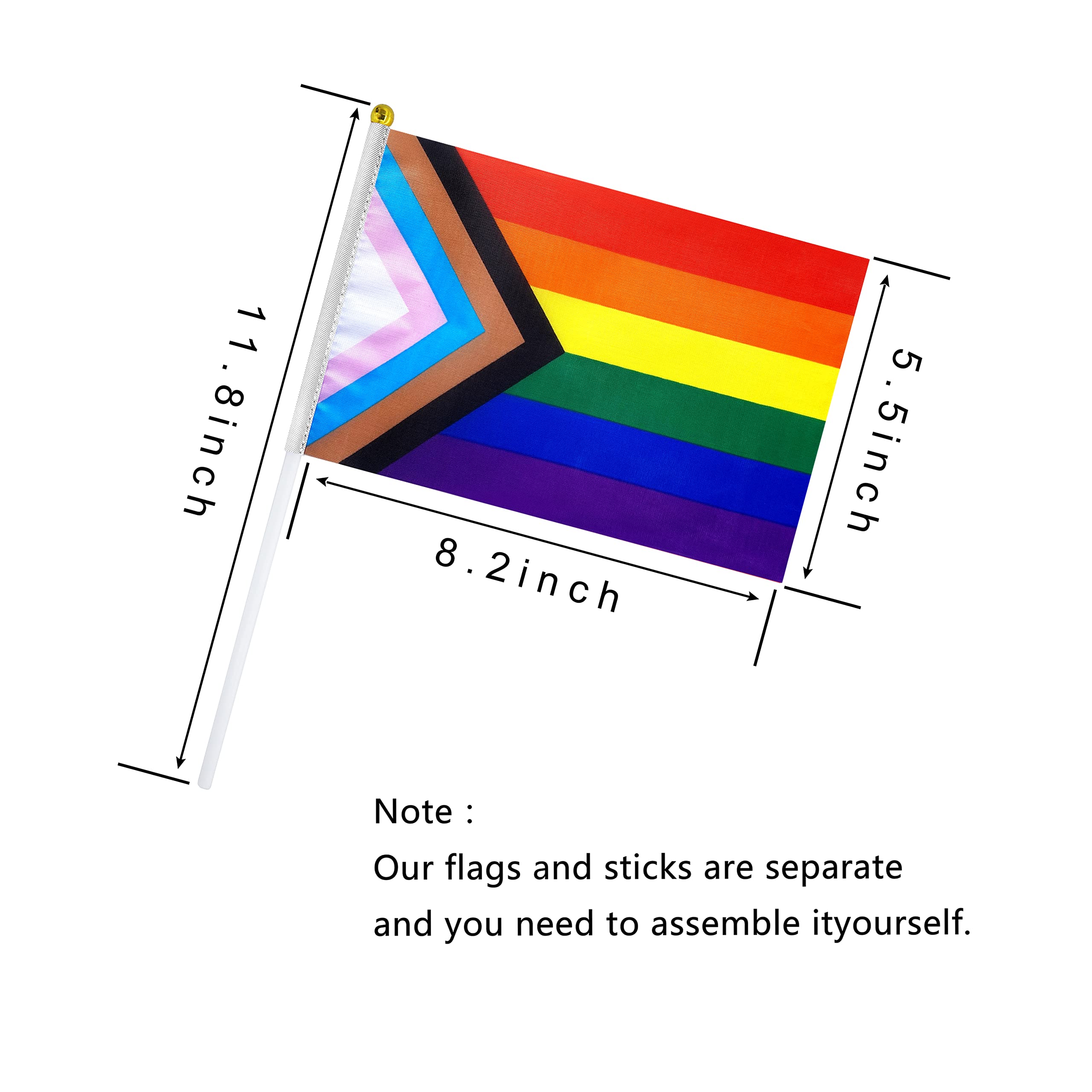 Consummate progress rainbow flag 8.2 x 5.5 inch ready for use in parades