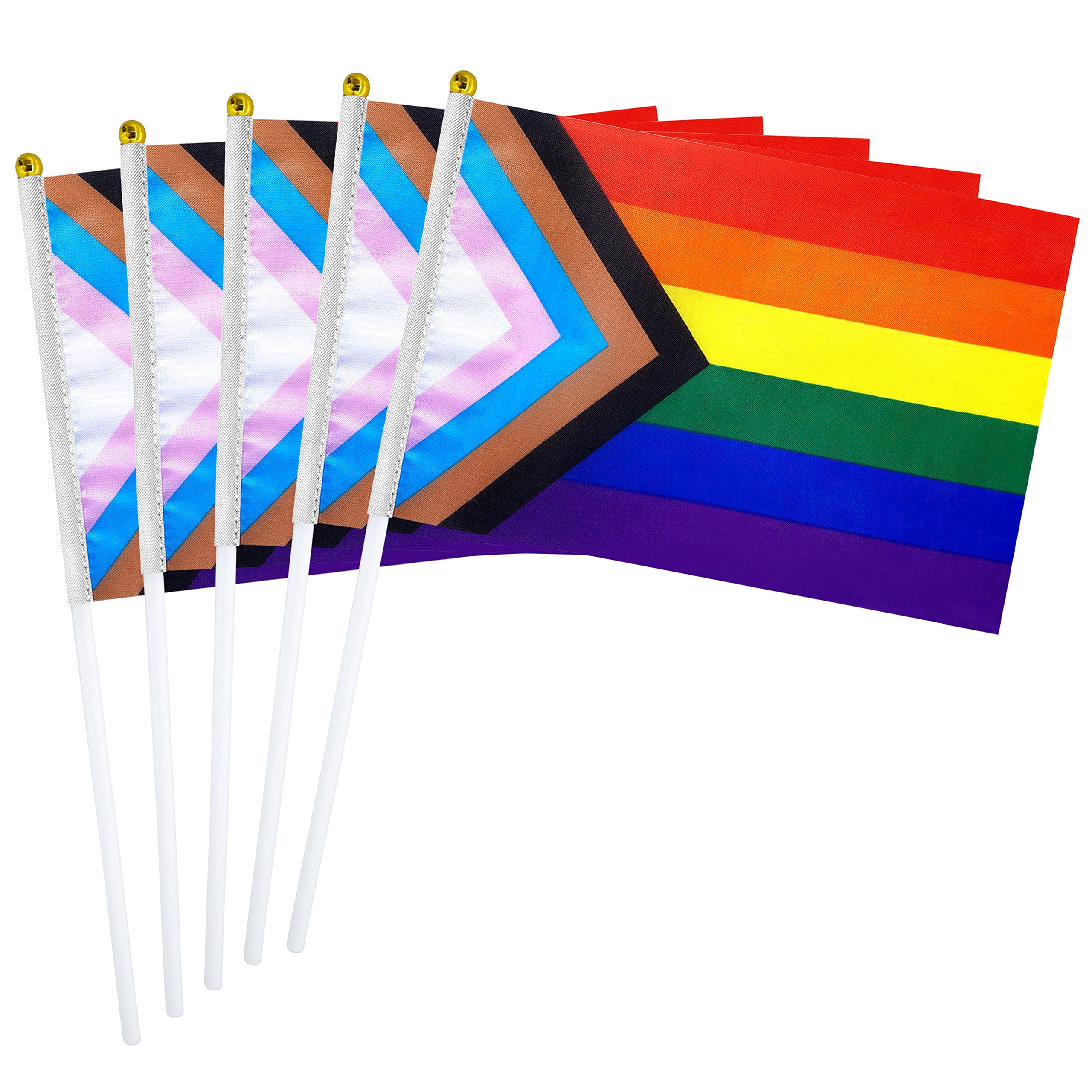 Consummate progress rainbow flag assembly shown for easy setup at events