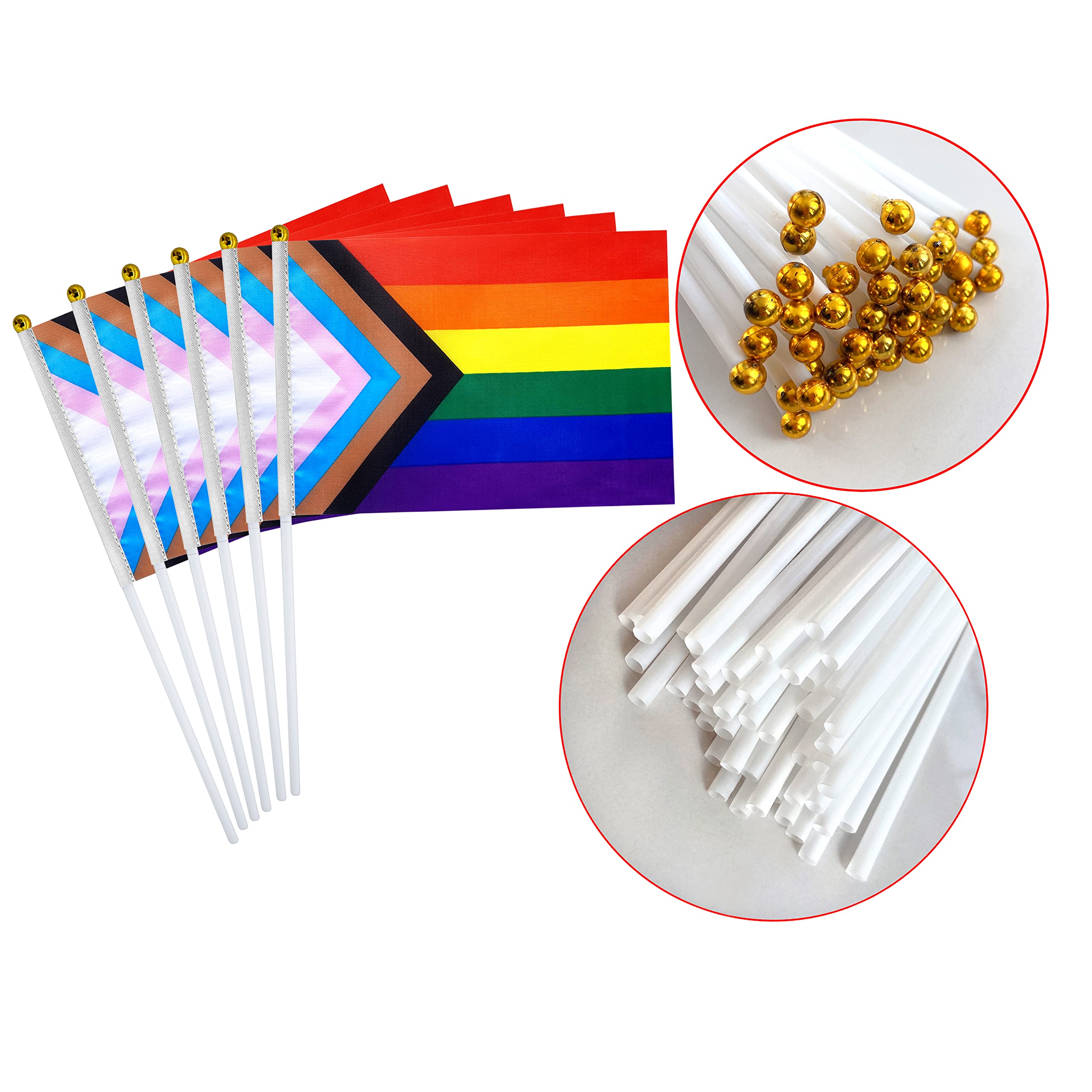 Consummate rainbow flag sticks 30 cm long for sturdy handheld display