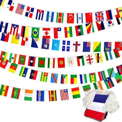 Consummate world flags banner rope with 224-designated country flags for vibrant displays.