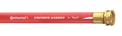 Continental Premium Garden red hose brass fittings for durable, corrosion-resistant connections.