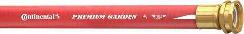 Continental Premium Garden Red Hose with brass fittings, ready for hot water use and versatile garden tasks.