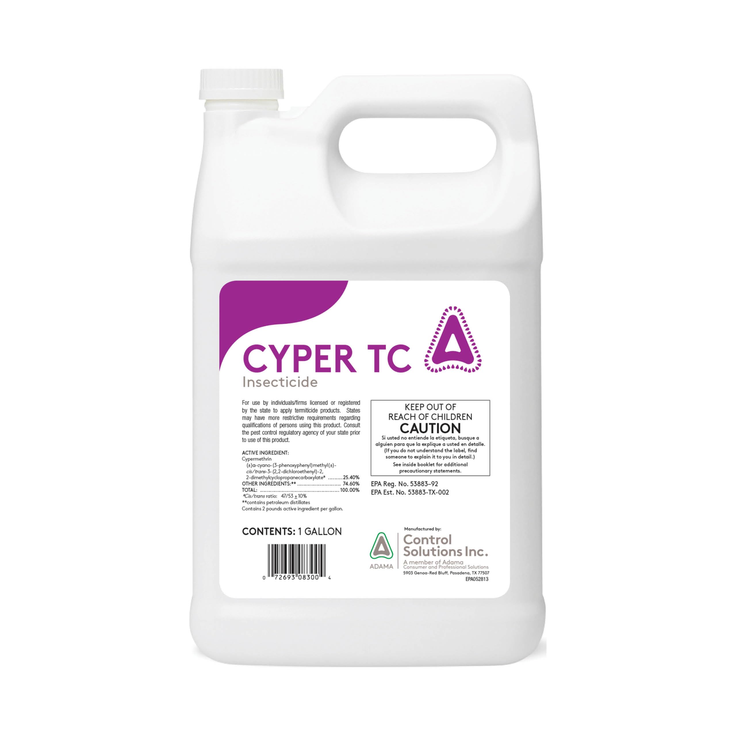 Control Solutions Cyper TC Termite-1 Gallon label showing pre- and post-construction pest control use