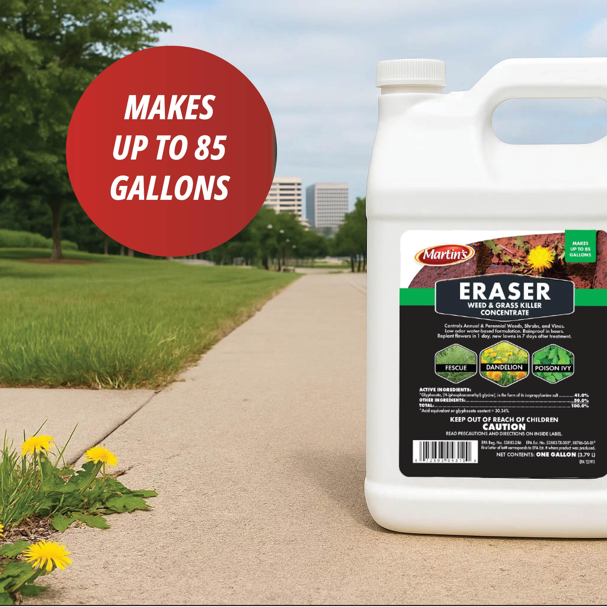 Control Solutions Eraser weed killer applied to lawn areas targets stubborn weeds with accuracy.