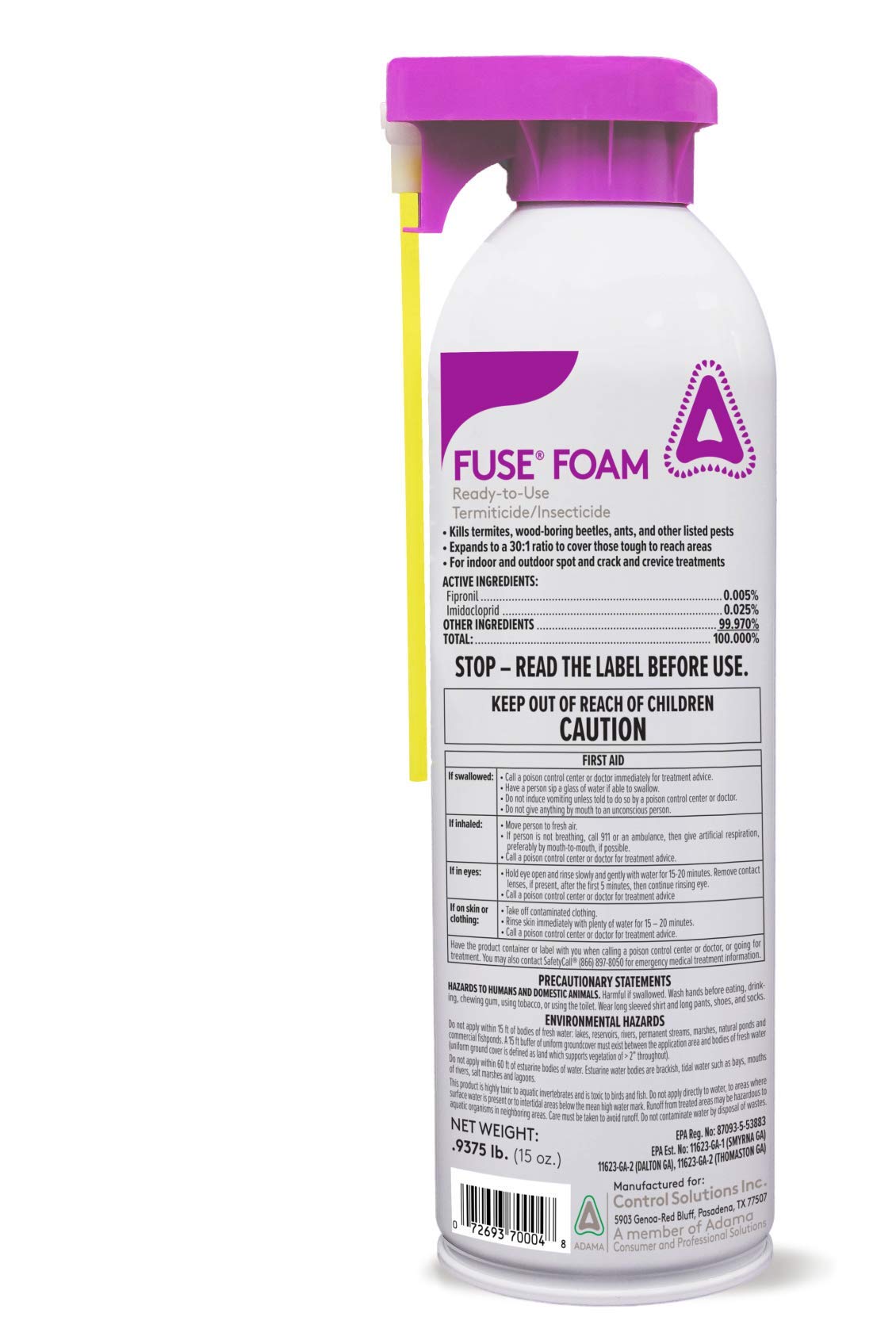 Control Solutions Fuse Foam expands to fill termite nests and voids.