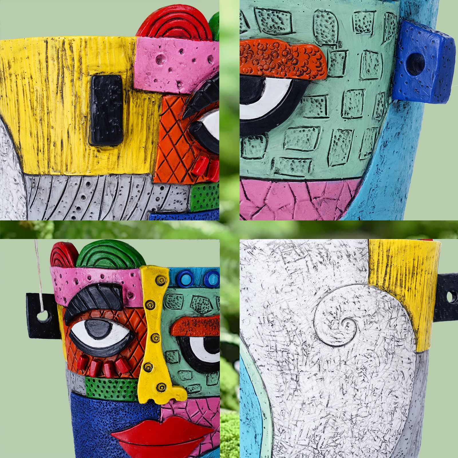Coniuty Resin Face Plant Holder hand-painted for unique planter decor