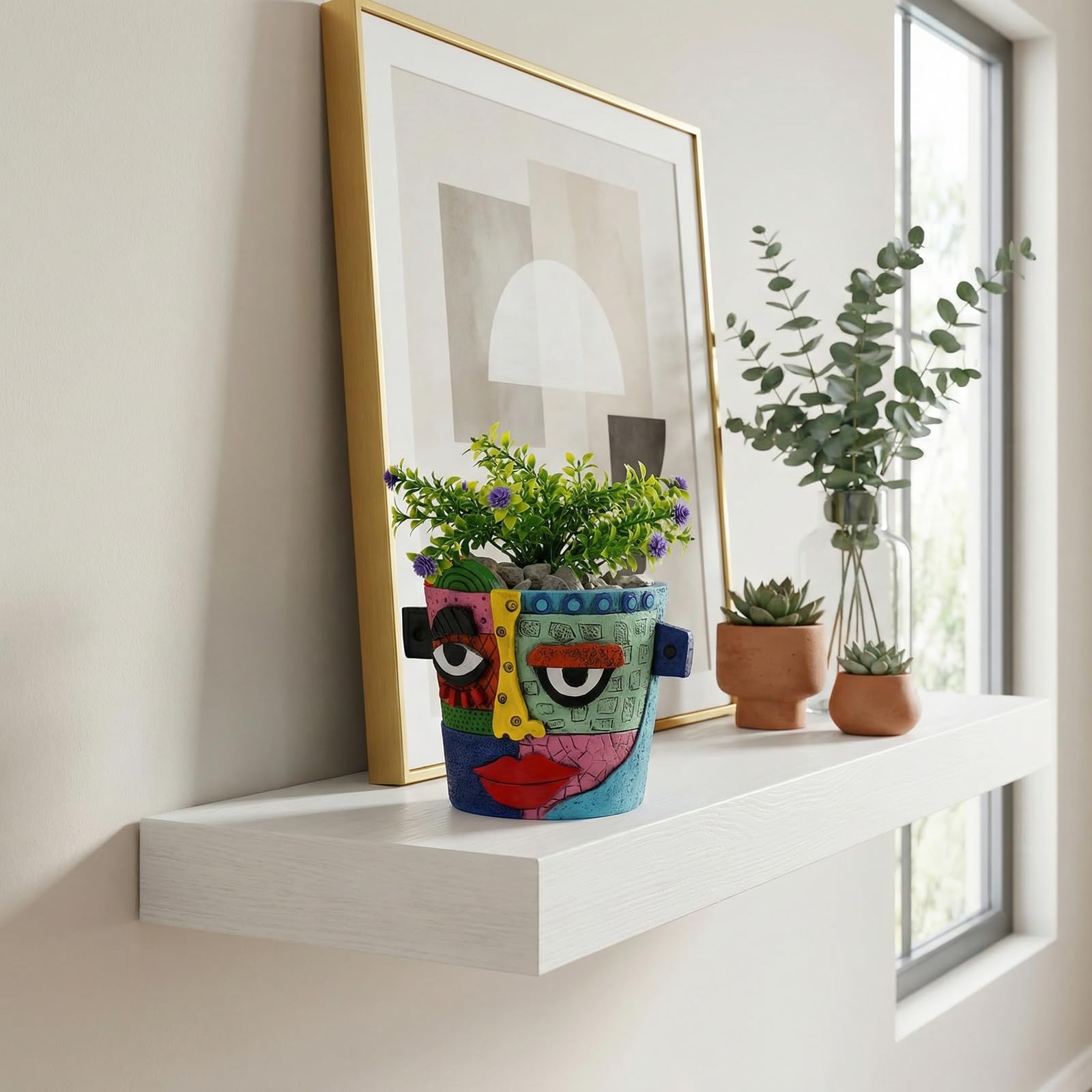 Coniuty Sculptural Face Pot for desks shelves and patios