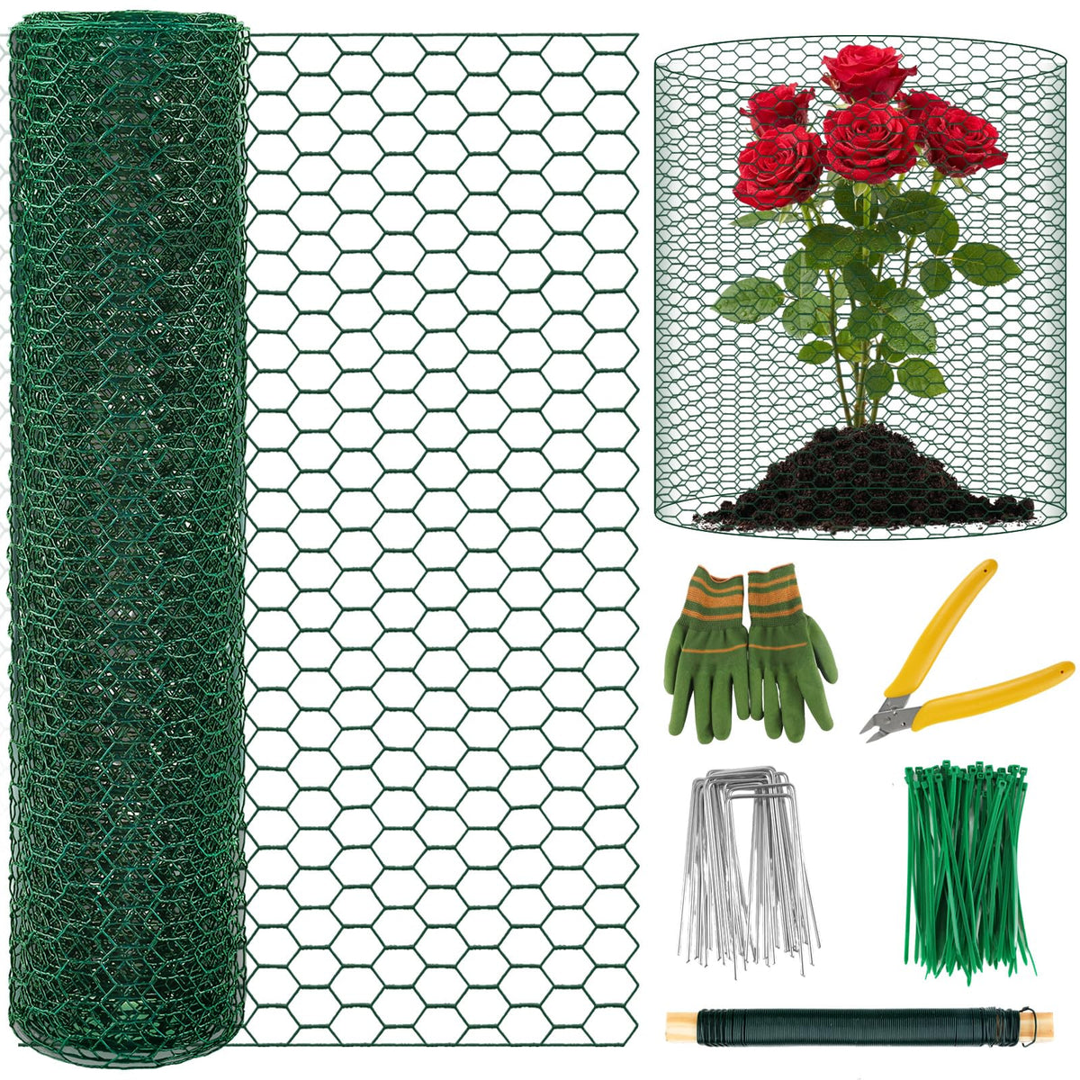 Convivium free-cut mesh roll shields outdoor plants from animals while allowing sun and water.