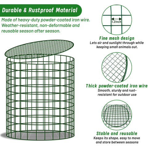 Open design allows watering, pruning, and harvesting without removing the cage.