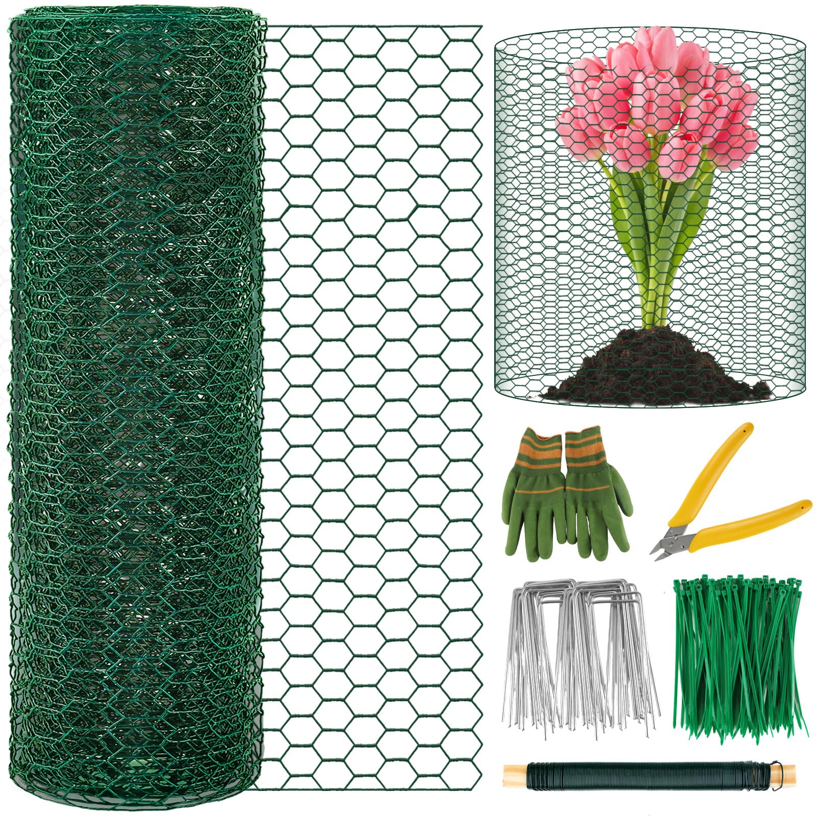 Convivium plant protectors kit with PVC-coated wire shields roses from small animals.