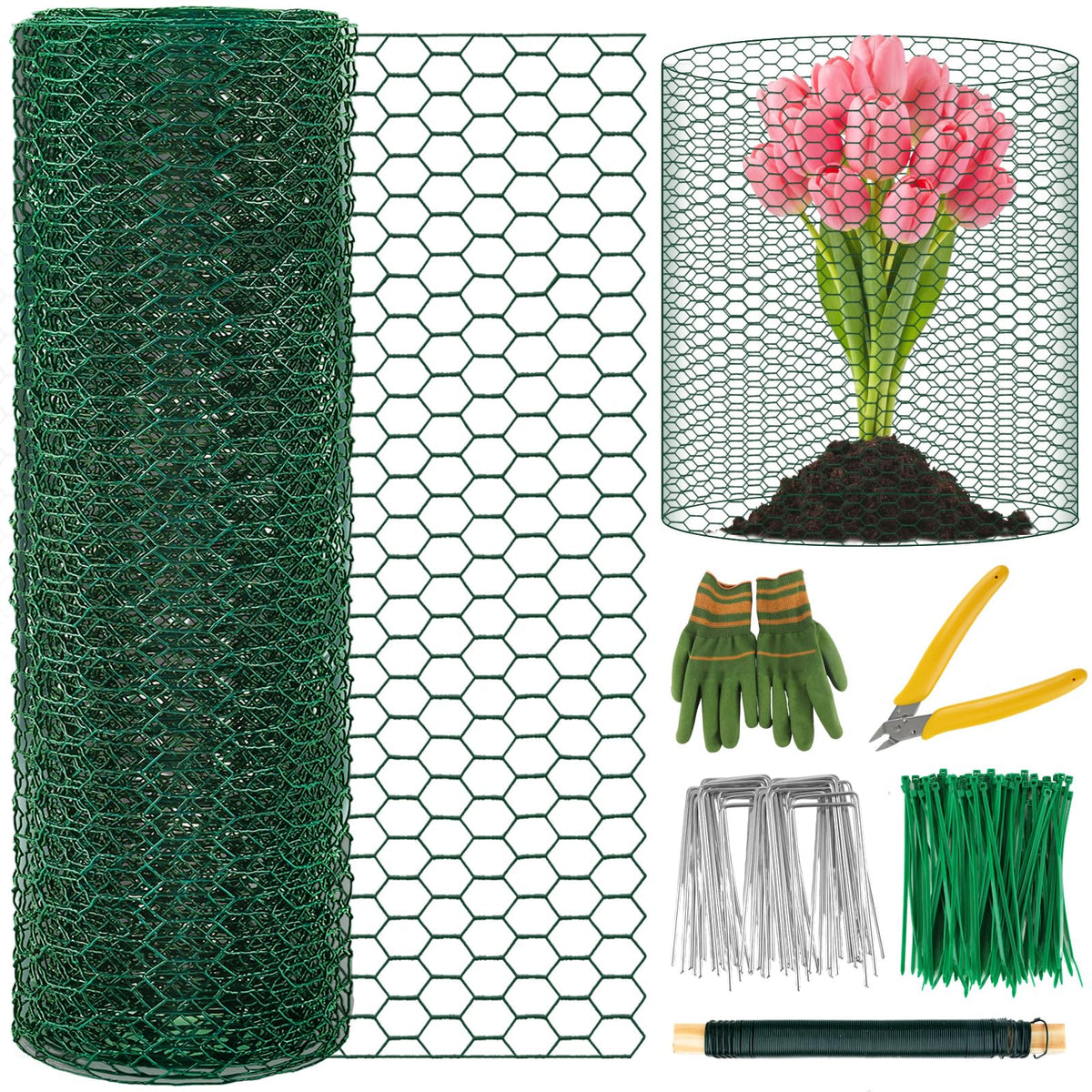 Convivium plant protectors kit with PVC-coated wire shields roses from small animals.