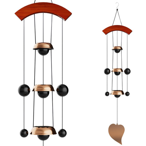 Coobest 26'' temple wind bell with three copper bells in a sunny garden, enhancing serenity