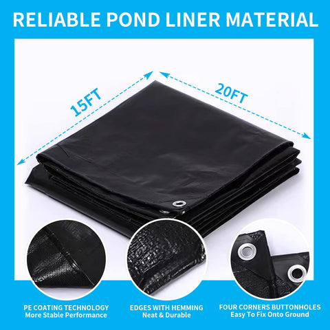 Coocure 28mil reinforced PE liner offers durability for outdoor ponds.
