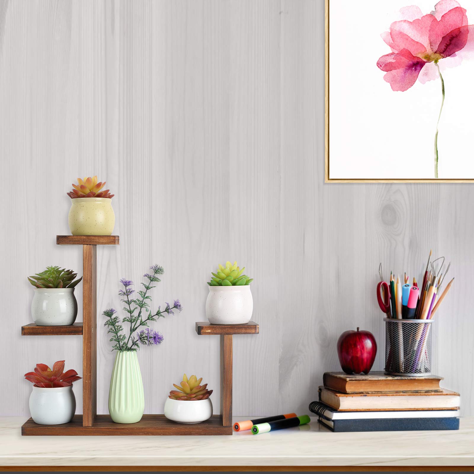 COOGOU plant stand on a sunny windowsill displaying small pots