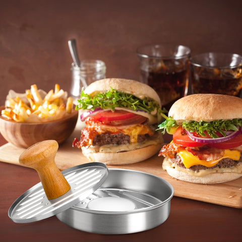Cook Guy patty formation demonstrates uniform burger discs.