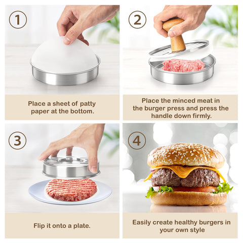 Cook Guy burger press dishwasher-safe design for easy cleanup.