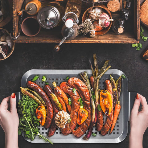 Cook Time dishwasher-safe grill baskets for simple cleaning