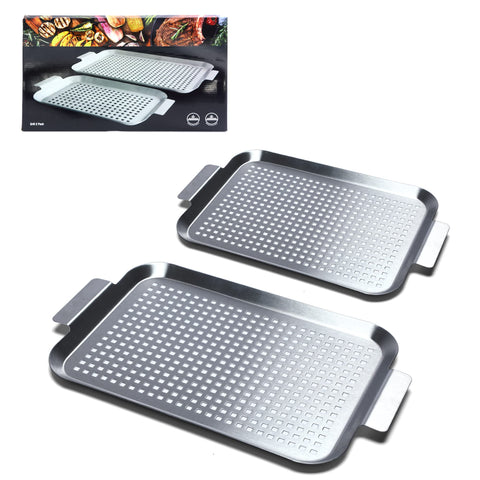 Cook Time grill pan set large with perforated bottom for efficient grilling