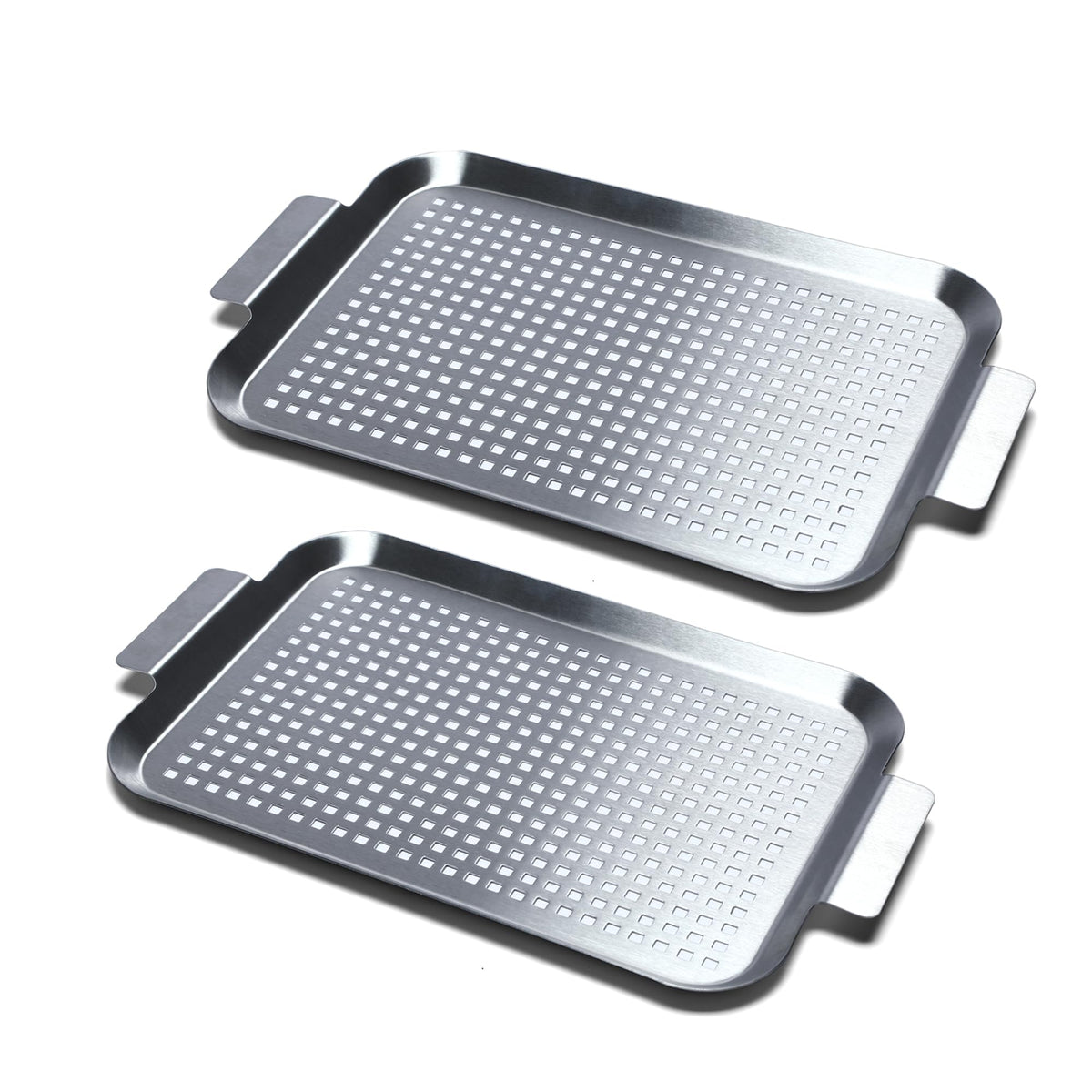 Cook Time grill pan set 2 with perforated holes for even heat.