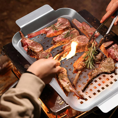 Cook Time high-heat safe pans for bold outdoor grilling.