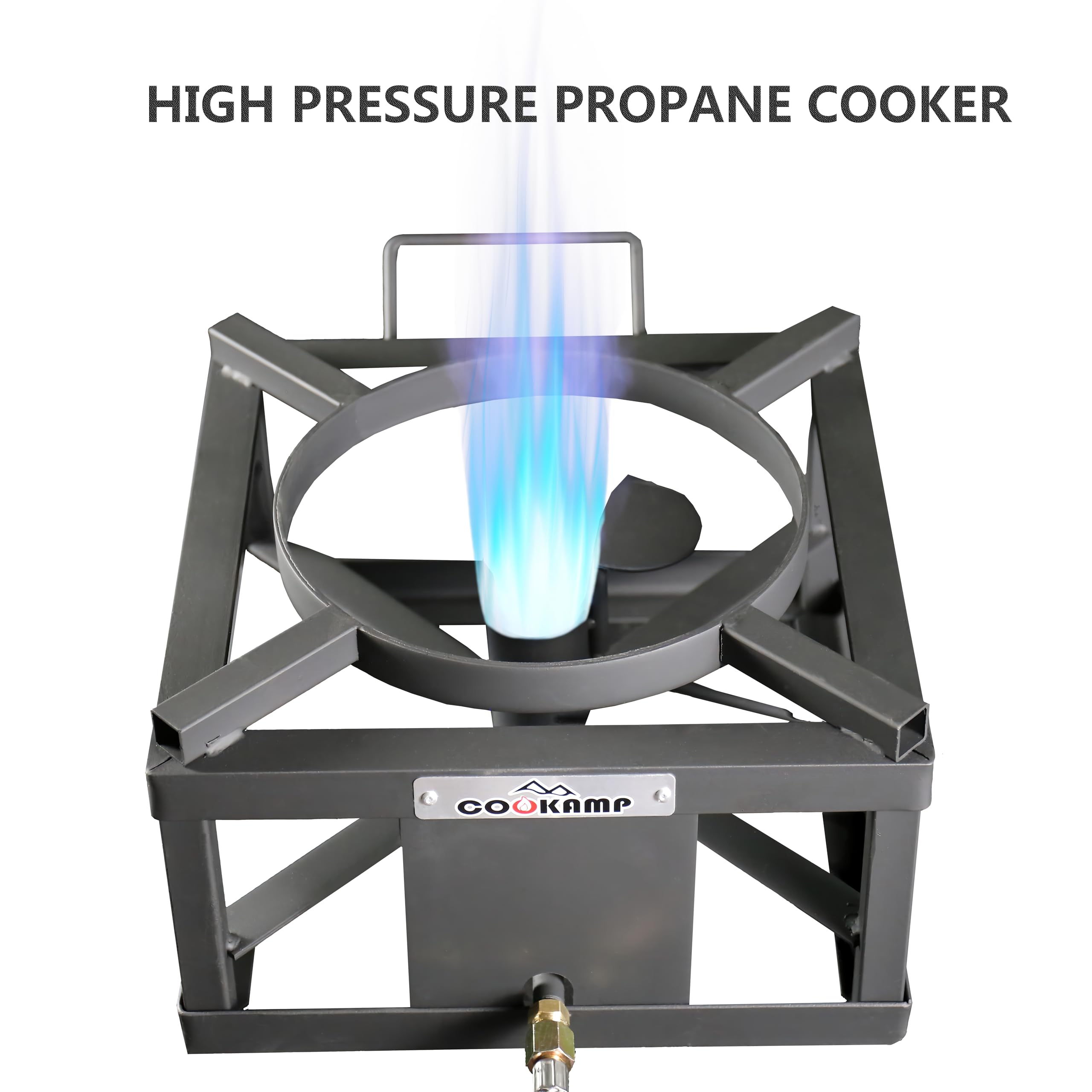 COOKAMP 16-inch cooktop with sturdy pot supports for large pots.