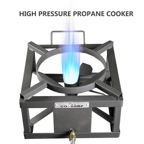 COOKAMP 16-inch cooktop with sturdy pot supports for large pots.