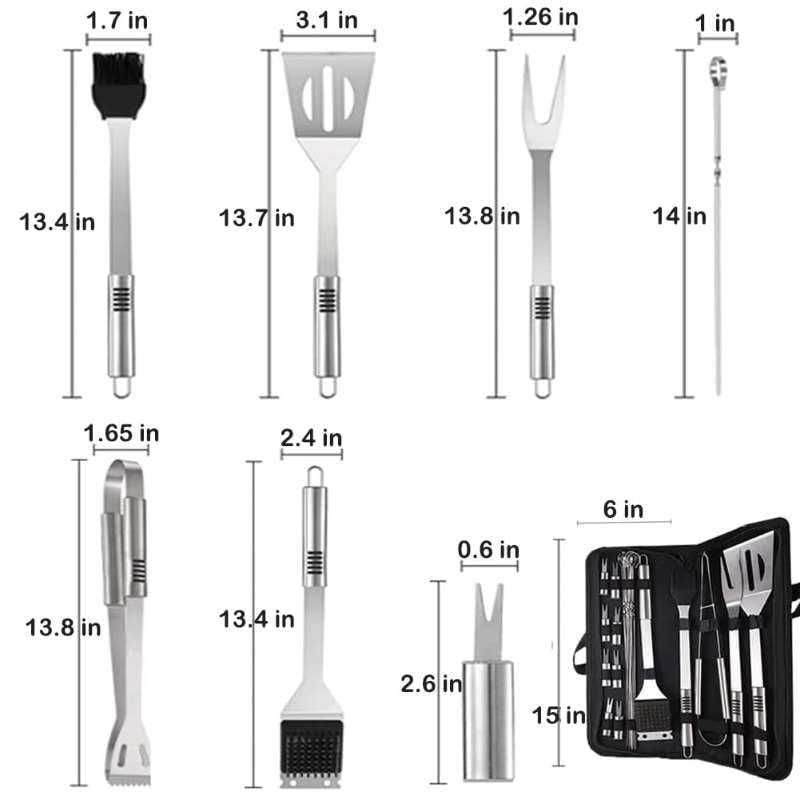 Cooking Coll 21-piece stainless BBQ kit ready for camping and backyard grilling.