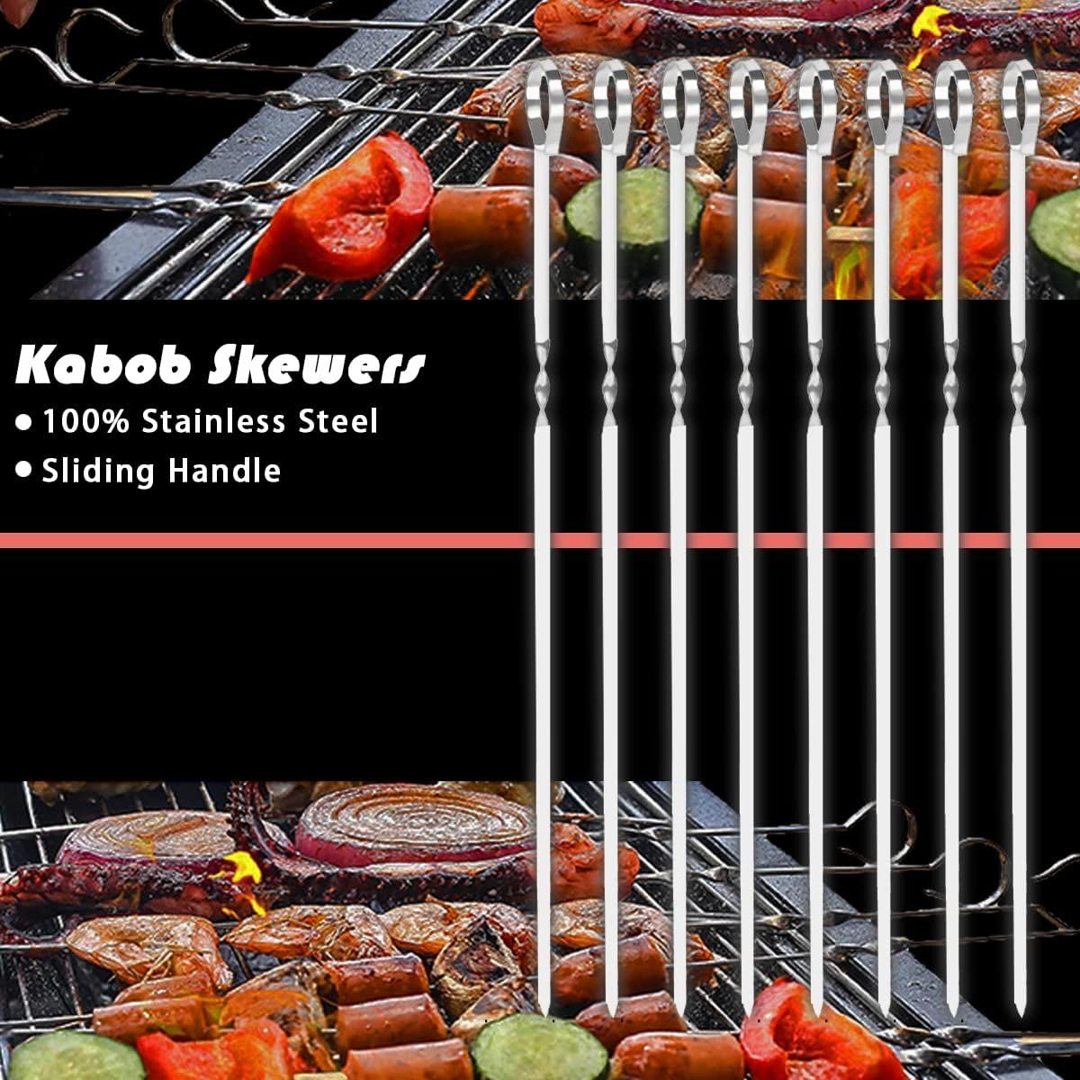 Cooking Coll stainless skewers for even grilling and safe handling.