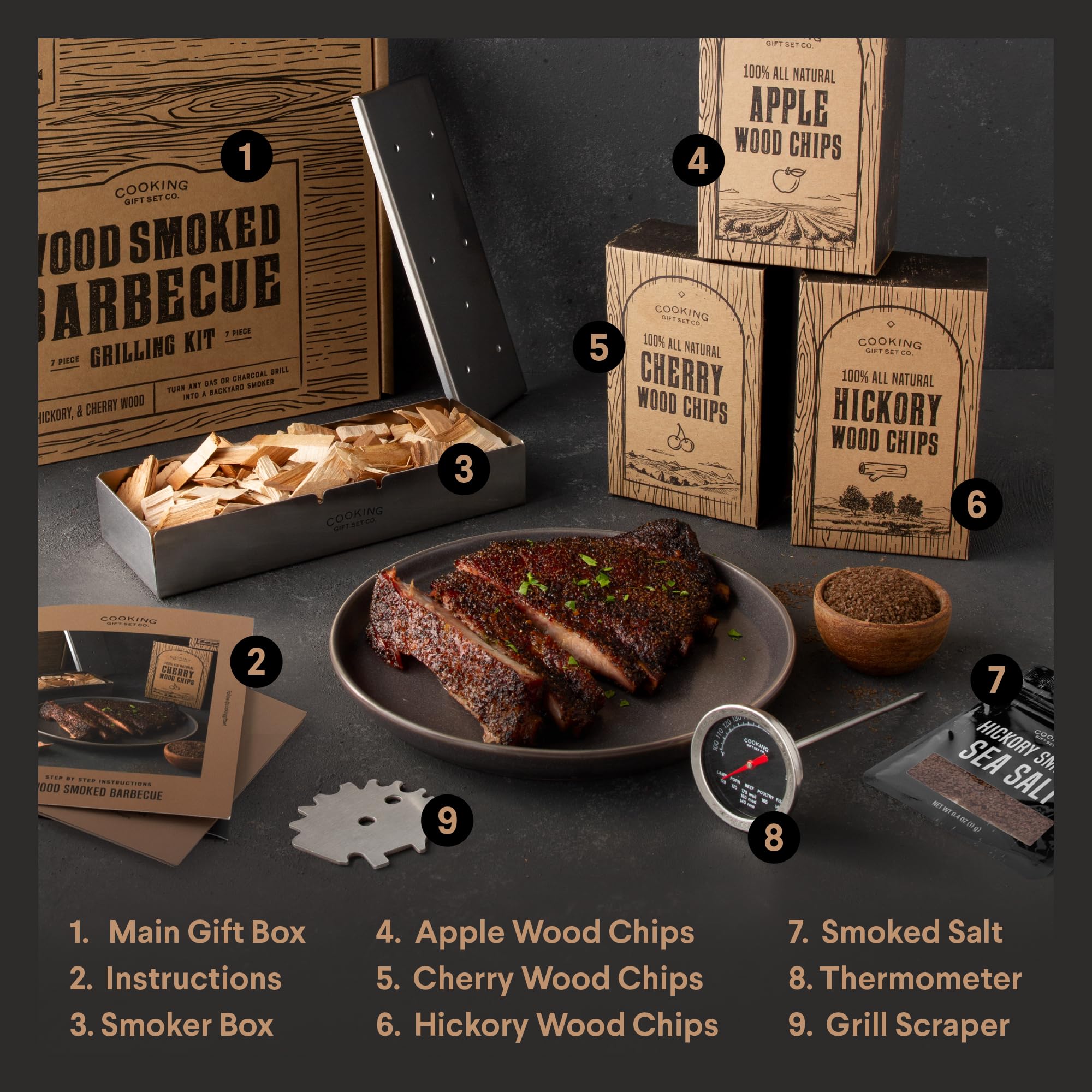 Cooking Gift Set apple wood chips for sweet smoke flavor