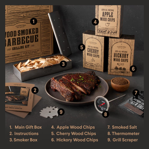 Cooking Gift Set apple wood chips for sweet smoke flavor