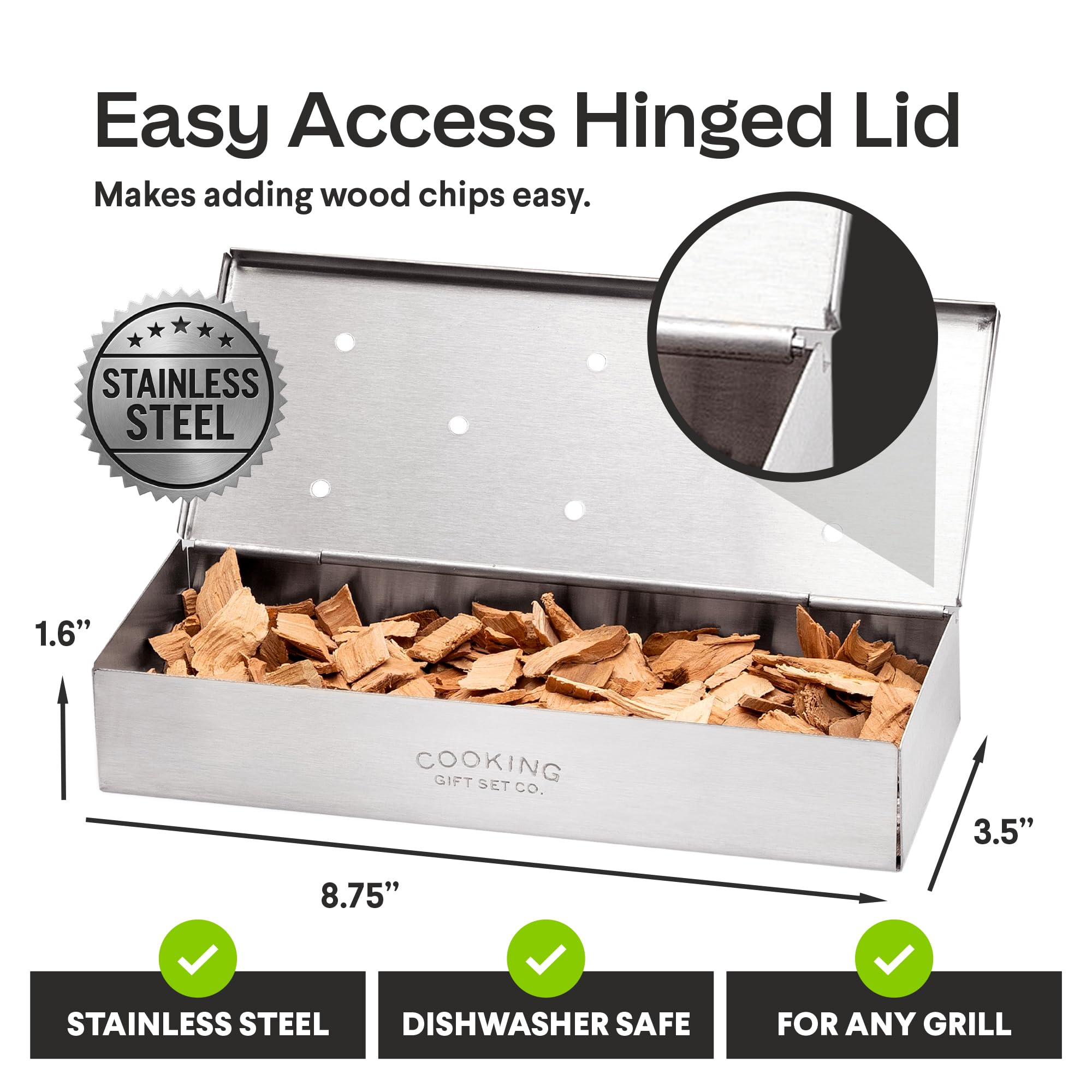 Cooking Gift Set natural apple wood chips for clean, fruity smoke.