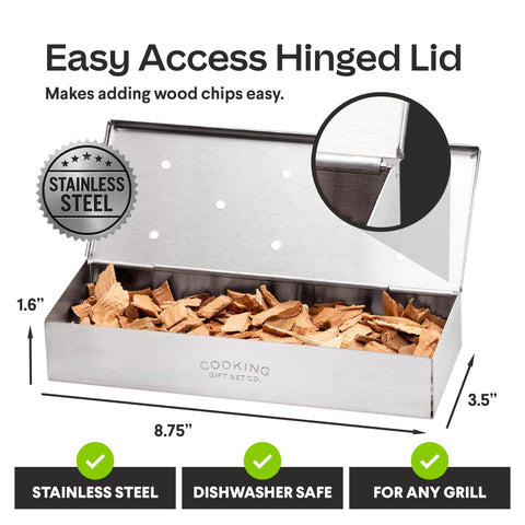 Cooking Gift Set natural apple wood chips for clean, fruity smoke.