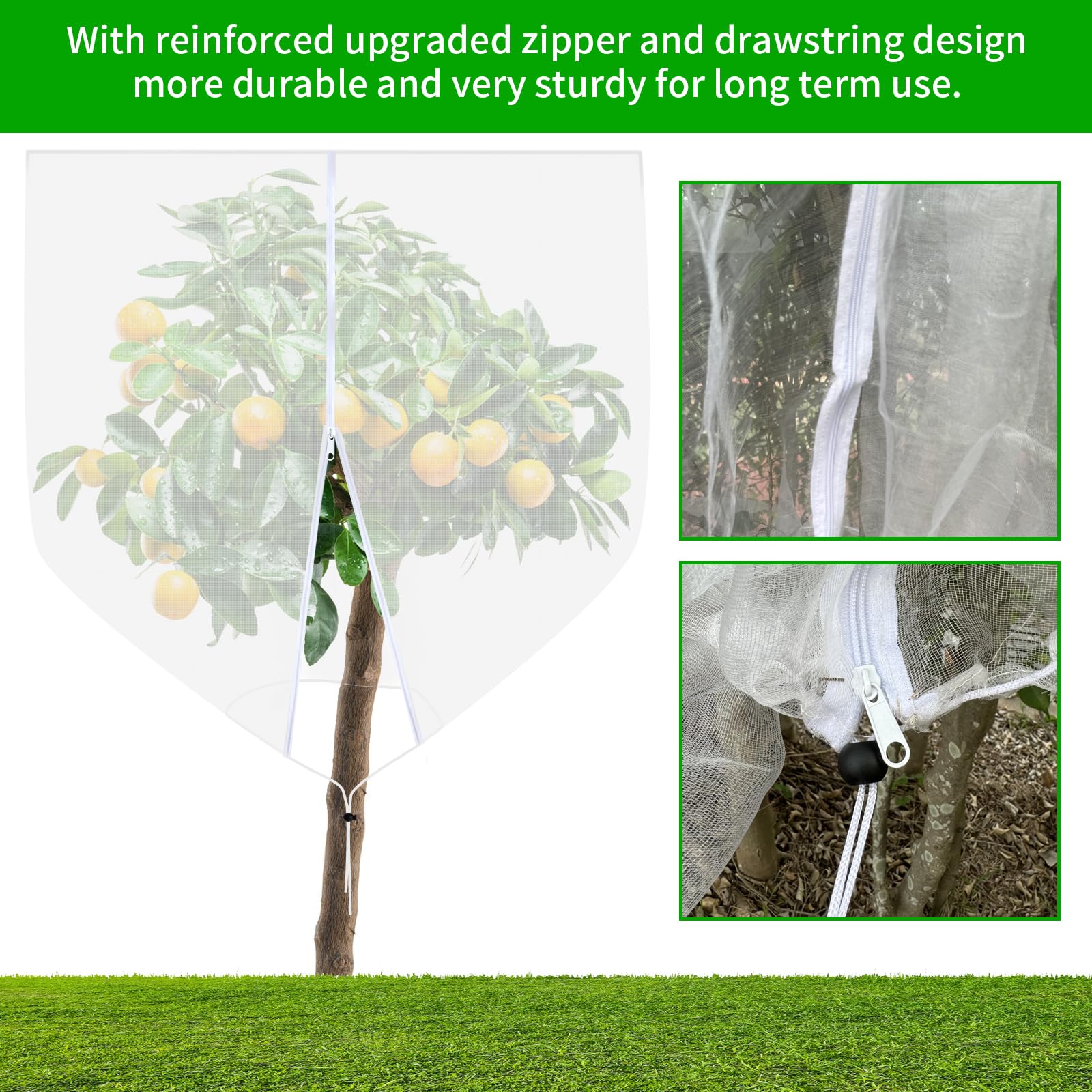 Cookmaster shields fruit while preserving garden aesthetics.