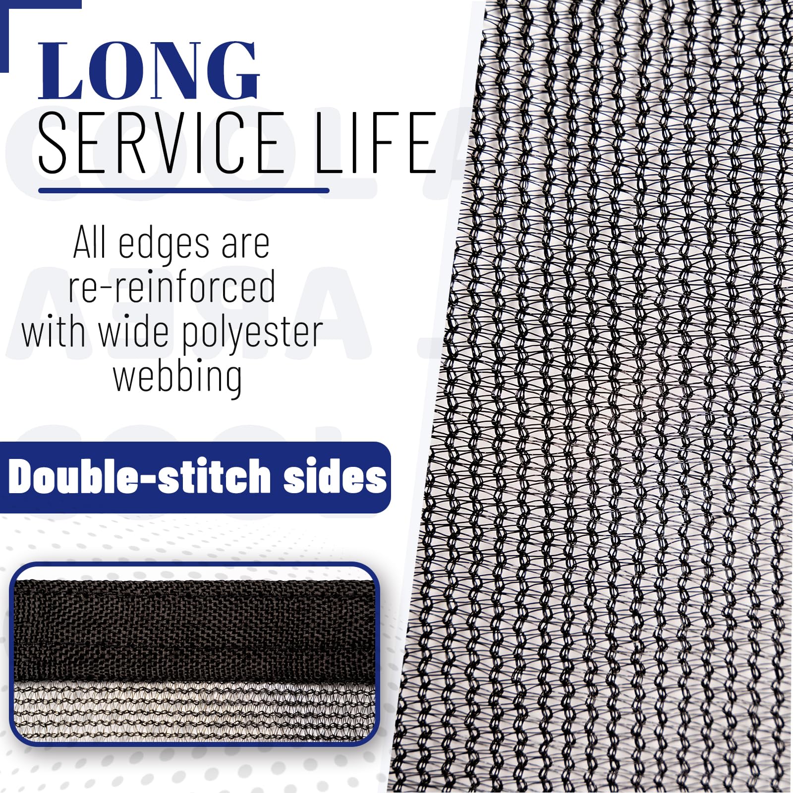 Reinforced edges with double stitching on Cool Area shade tarp
